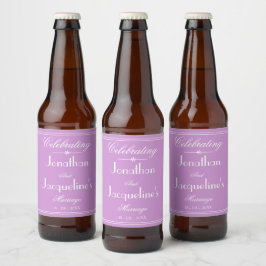 Elegante Mauve Wedding Personalisiert Chic Modern Bierflaschenetikett