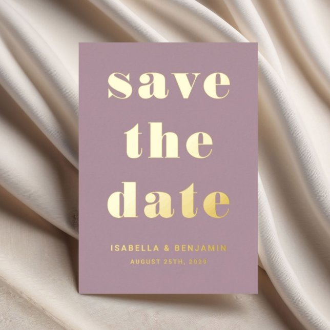 Elegante Mauve Wedding speichern das Datum Gold Folieneinladung (Elegant Mauve Wedding Save The Date Gold Foil Invitation)
