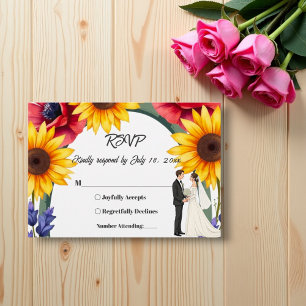 Elegante Meadow Bride & Groom Summer Floral Weddin RSVP Karte