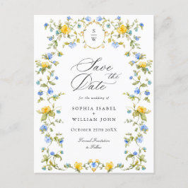 Elegante Meadow-Wildblumen beim Hochzeitsdatum spe Postkarte