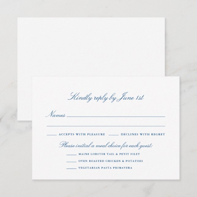 Elegante Meal Options Spruce Point Collection RSVP Karte (Vorne/Hinten)