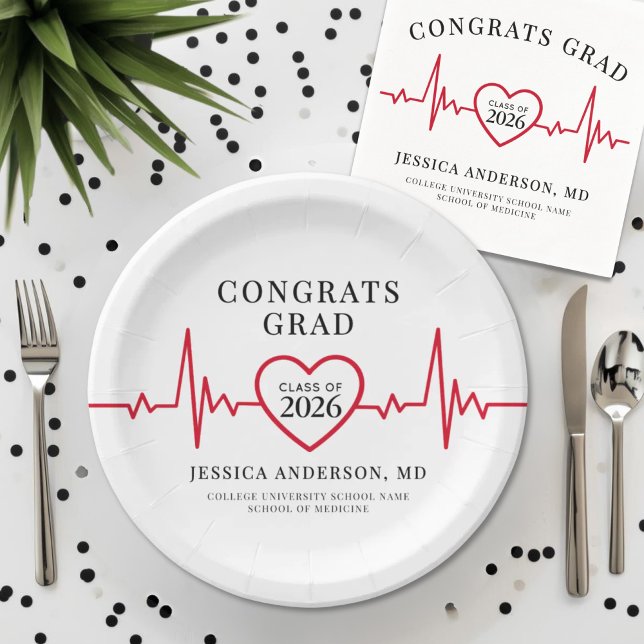 Elegante Medical Graduation Party Pappteller (Elegant Medical Graduation Party Paper Plates)