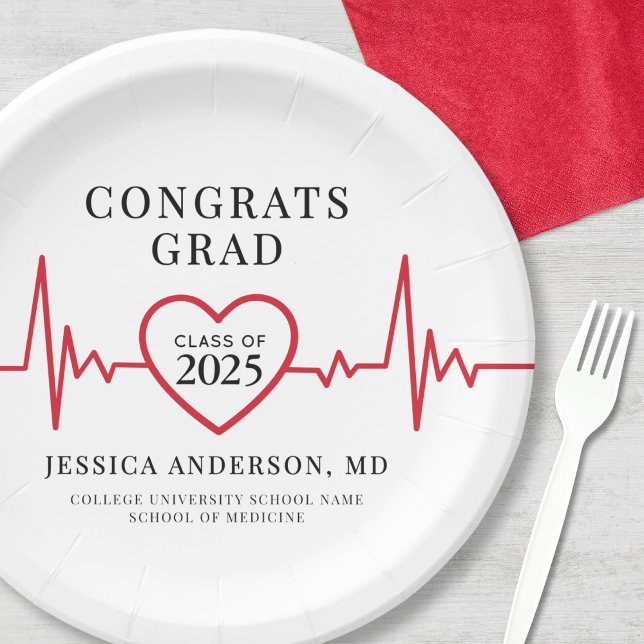 Elegante Medical Graduation Party Pappteller (Elegant Medical Graduation Party Paper Plates)