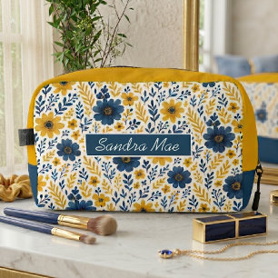 Elegante mediterrane Blumen-Kosmetiktasche Waschbeutel