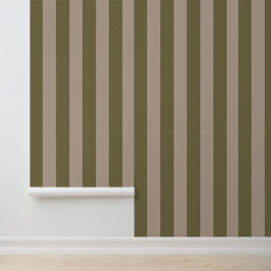 Elegante mediterrane Olive Green Beige Streifen Tapete