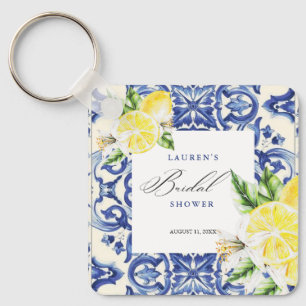Elegante mediterrane Zitronen-Blumen-Brautparty Schlüsselanhänger
