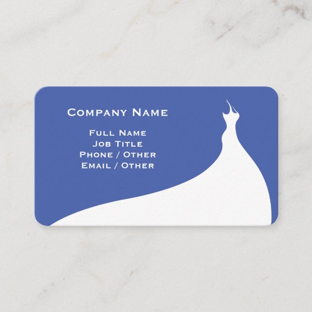Elegante Medium Blue Wedding Dress Business Card Visitenkarte (Vorderseite)