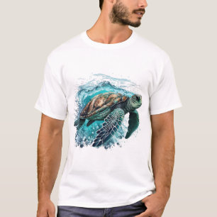 Elegante Meeresschildkröte Schwimmt Im Blauen Ozea T-Shirt