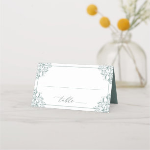 Elegante Meergrüne Hochzeit Vintage Klassiker Platzkarte