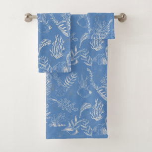 Elegante meergrüne Leinwand Badhandtuch Set