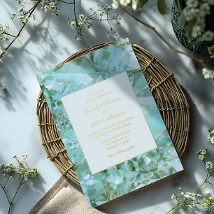 Elegante Meerwasserglas-Edelstein-Hochzeit Folieneinladung