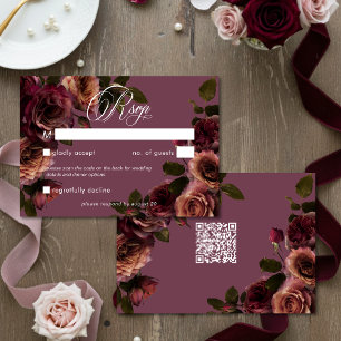 Elegante, melancholische, weiche Rost- und Burgund RSVP Karte