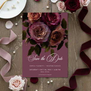 Elegante, melancholische, weiche, rostrote und bur save the date