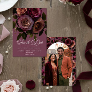 Elegante, melancholische, weiche, rostrote und bur save the date