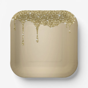 Elegante Melting Gold Glittery Glam Pappteller