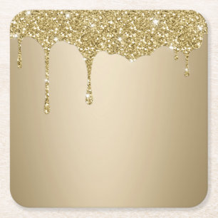 Elegante Melting Gold Glittery Glam Rechteckiger Pappuntersetzer