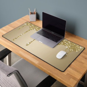 Elegante Melting Gold Glittery Glam Schreibtischunterlage