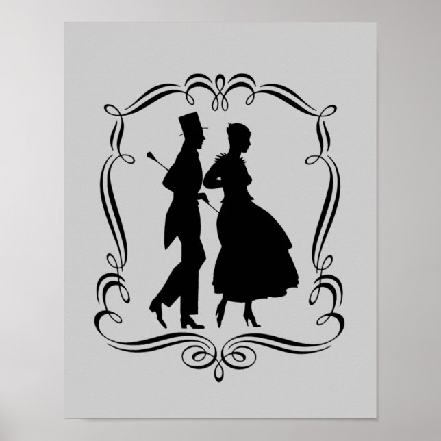 Elegante Menschen und Frauen Silhouette Party Kuns Poster (Vorne)