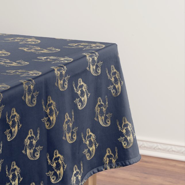 Elegante Mermaid Navy Metallic Gold Theme Party Tischdecke (Beispiel)