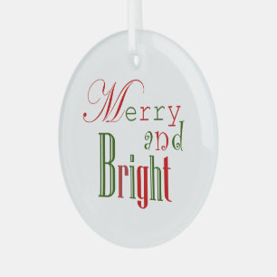 Elegante "Merry and Bright" Rot, grüne Weihnachten Ornament Aus Glas
