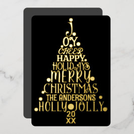 Elegante Merry Word Art Tree New Orleans Club Folien Feiertagskarte