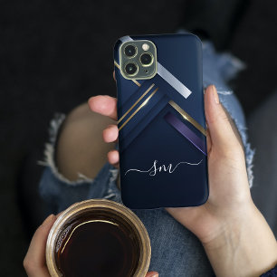 Elegante Metall-3D-Optik Kalligrafie Schwarz Monog Case-Mate iPhone Hülle