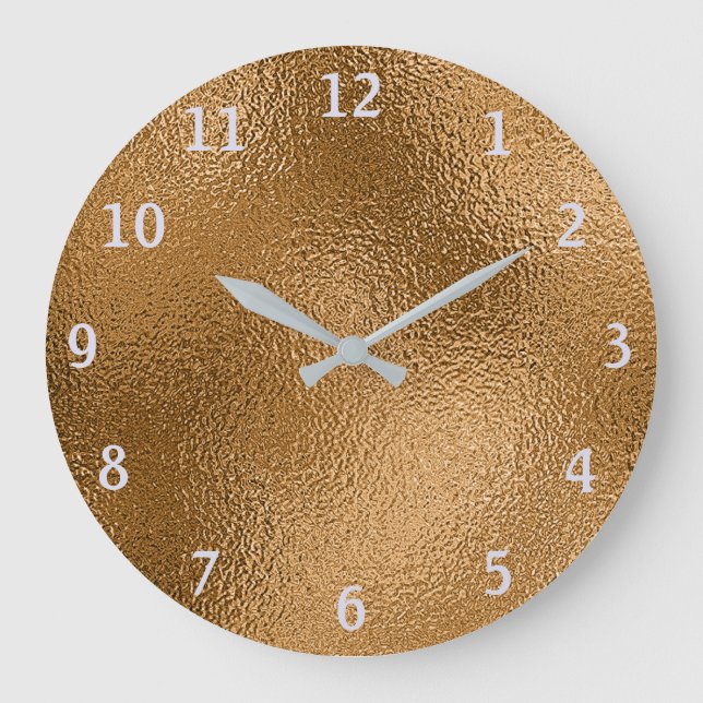 Elegante Metallic Gold Bronze Decorative Große Wanduhr (Vorderseite)