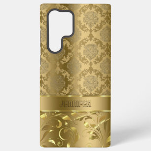 Elegante Metallic Gold Damast & Spitze Samsung Galaxy Hülle