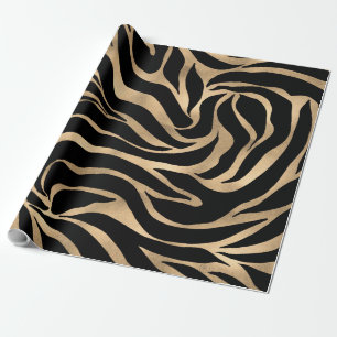 Elegante Metallic Gold Zebra Black Animal Print Geschenkpapier