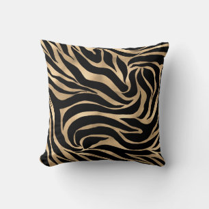 Elegante Metallic Gold Zebra Black Animal Print Kissen