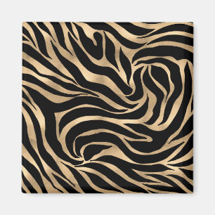 Elegante Metallic Gold Zebra Black Animal Print Magnet