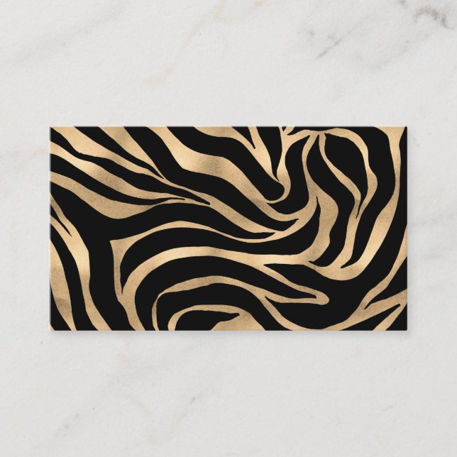 Elegante Metallic Gold Zebra Black Animal Print Visitenkarte (Vorderseite)
