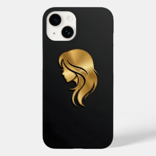 Elegante metallische Gold-Silhouette-Profil Mädche Case-Mate iPhone 14 Hülle