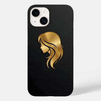 Elegante metallische Gold-Silhouette-Profil Mädche Case-Mate iPhone 14 Hülle