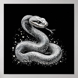 Elegante Metallische Schlange Dunkle Ästhetik Fant Poster