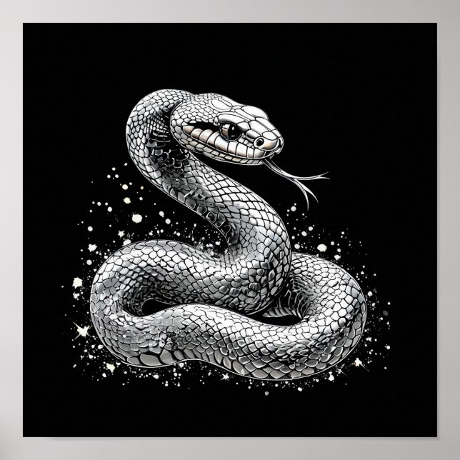 Elegante Metallische Schlange Dunkle Ästhetik Fant Poster (Vorne)