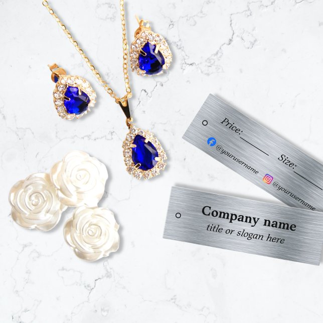 Elegante metallische Silberpreismarke Mini Visitenkarte (Von Creator hochgeladen)