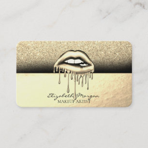 Elegante Metallische Tröpfchen Lippen Glitter Visitenkarte