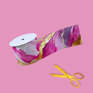 Elegante Metallische Wirbel Ribbon Rosa, Gold & We Satinband
