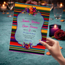 Elegante mexikanische Blume Hochzeitseinladung Acr