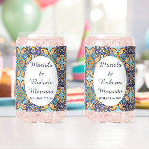 Elegante mexikanische Floral Talavera Oval Wedding Dosenglas