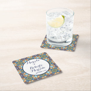 Elegante mexikanische Floral Talavera Wedding Rechteckiger Pappuntersetzer