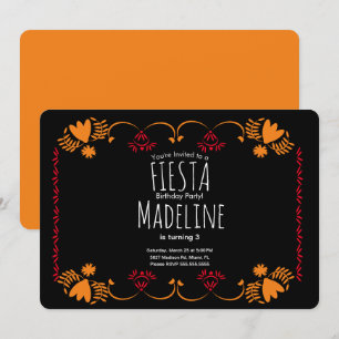 Elegante mexikanische Geburtstags-Fiesta-Blumenran Einladung