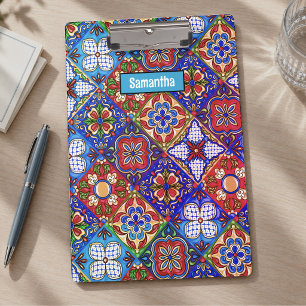 Elegante mexikanische Talavera rote blaue violette Klemmbrett