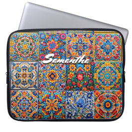 Elegante mexikanische Talavera-rote gelbe Fliesen Laptopschutzhülle