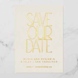 Elegante Mid Century Modern Gold Save-the-Date-Kar Folieneinladung