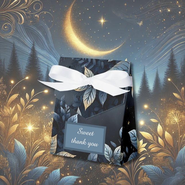 Elegante Midnight Blue and Gold Forest Wedding Geschenkschachtel (Von Creator hochgeladen)