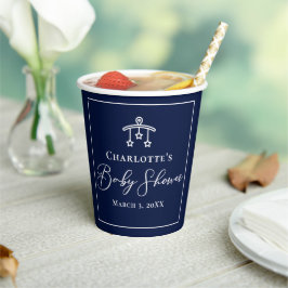 Elegante Midnight Blue Baby Shower Personalisiert Pappbecher