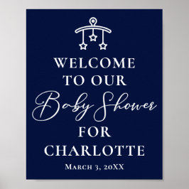 Elegante Midnight Blue Baby Shower Personalisiert Poster