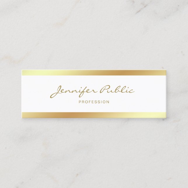 Elegante Mini Calligraphy Script Gold Clean Design Visitenkarte (Vorderseite)